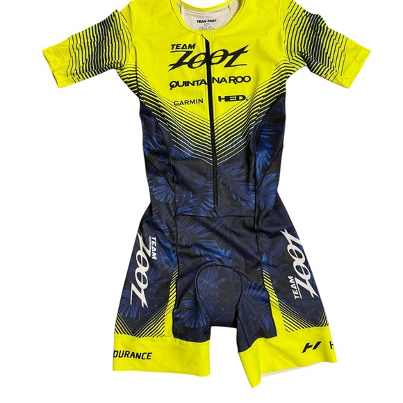 Team Zoot 2023 Neon Yellow and Blue One-Piece Triathlon Suit Kit Women’s Medium - Picture 2 of 9